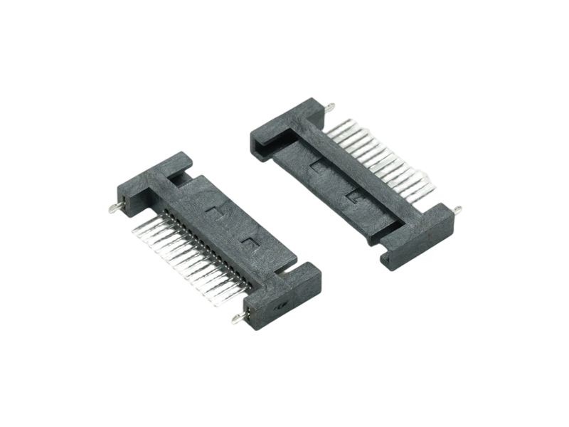 SATA 15P male socket 90 degree DIP type with grounding plate and housing